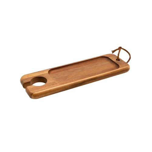image du produit Planche individuelle apéro en bois d'acacia avec support à verre
