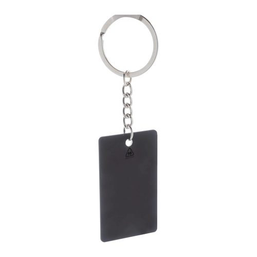 image du produit Porte-clés en acier inoxydable recyclé en forme rectangulaire
