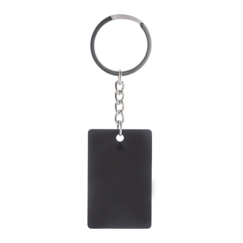 image du produit Porte-clés en acier inoxydable recyclé en forme rectangulaire