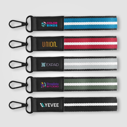image du produit Porte-clés en rPET tissé motif chevron avec mousqueton à pression