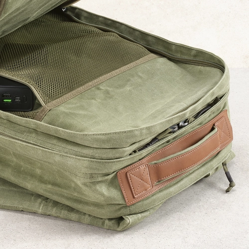 image du produit Sac à dos en coton recyclé 27l avec revêtement cire - compartiment pour ordinateur