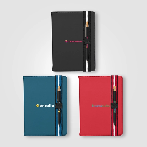 image du produit Set de Stylos Recyclés Chevron avec Carnet Rechargeable – A5