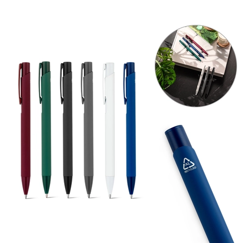 image du produit Stylo à bille en aluminium recyclé avec finition en caoutchouc