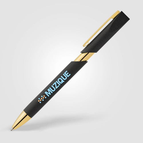 image du produit Stylo avec finitions dorées en plastique recyclé