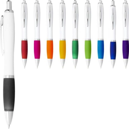 image du produit Stylo blanc personnalisé avec des grip de couleurs