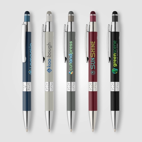 image du produit Stylo en aluminium recyclé avec finition chromée et stylet