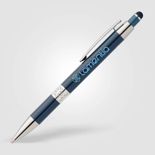 image du produit Stylo en aluminium recyclé avec finition chromée et stylet